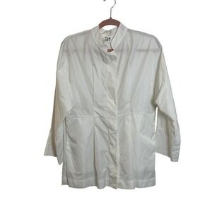 Planet by‎ Lauren G Nylon Rain Jacket Size 1 US 4-8 White 3/4 Sleeve Travel FLAW